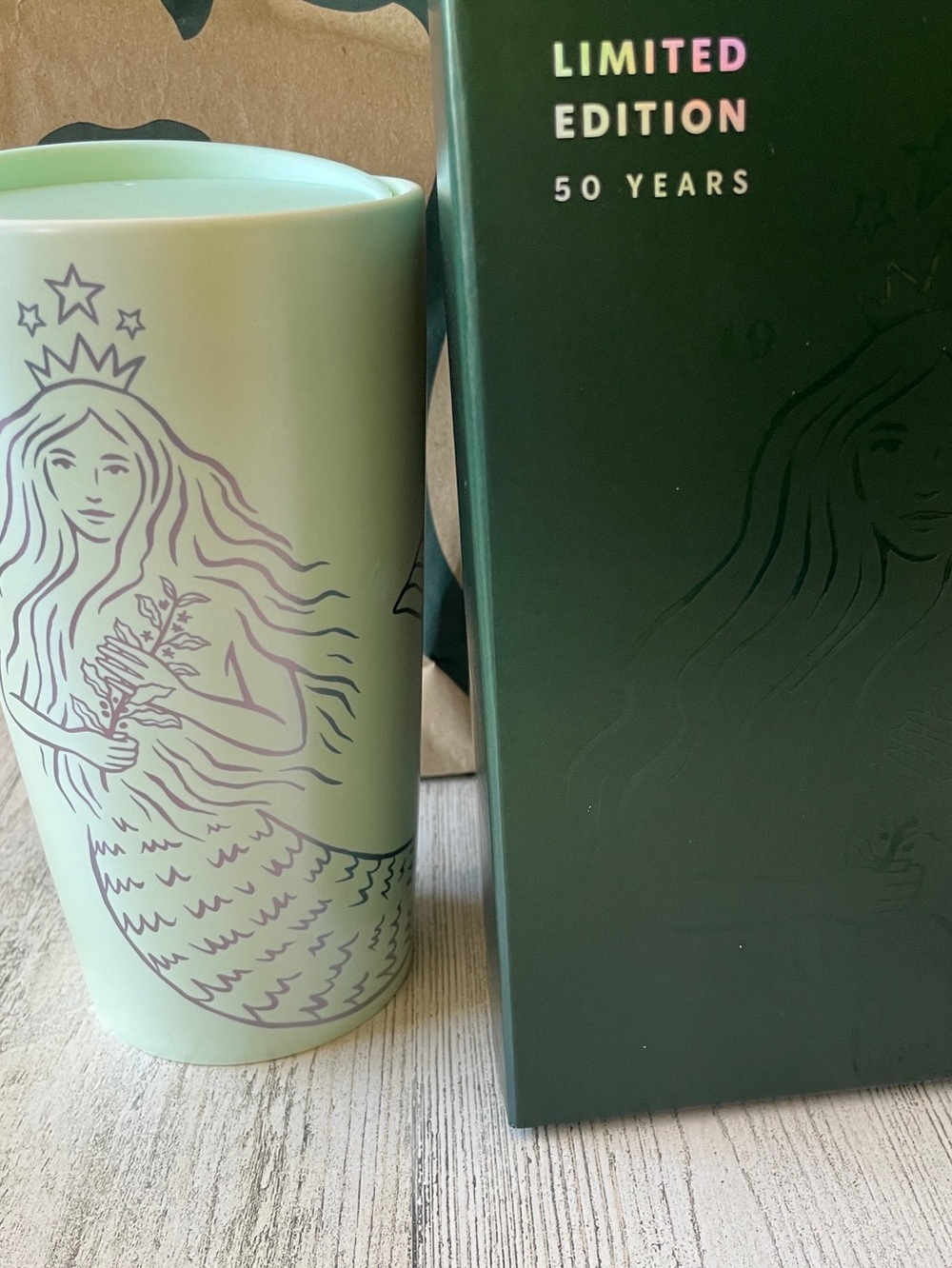 Starbucks Limited Edition 50 Years Mint Green Siren Tumbler Ceramic New With Box